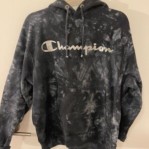 Black Tie-Dye Vintage Champion Hoodie
